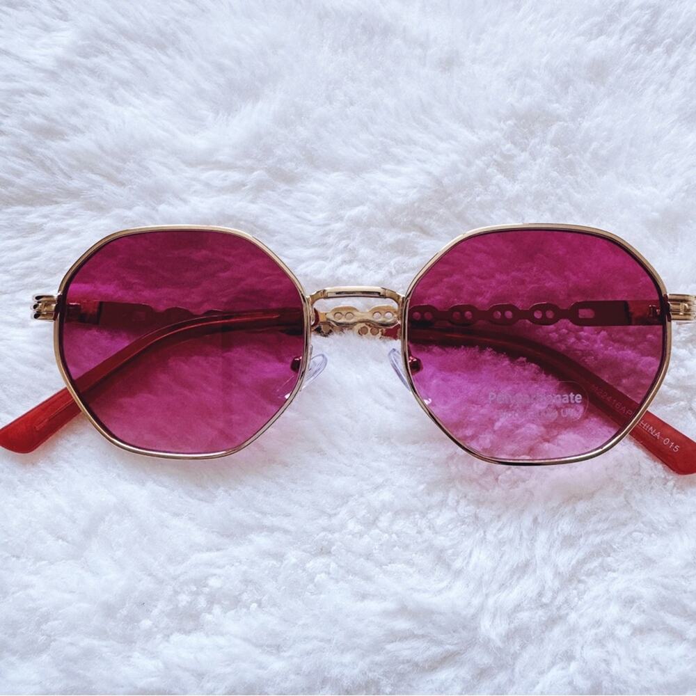 Phoebe Dark Pink Geometric Sunglasses
